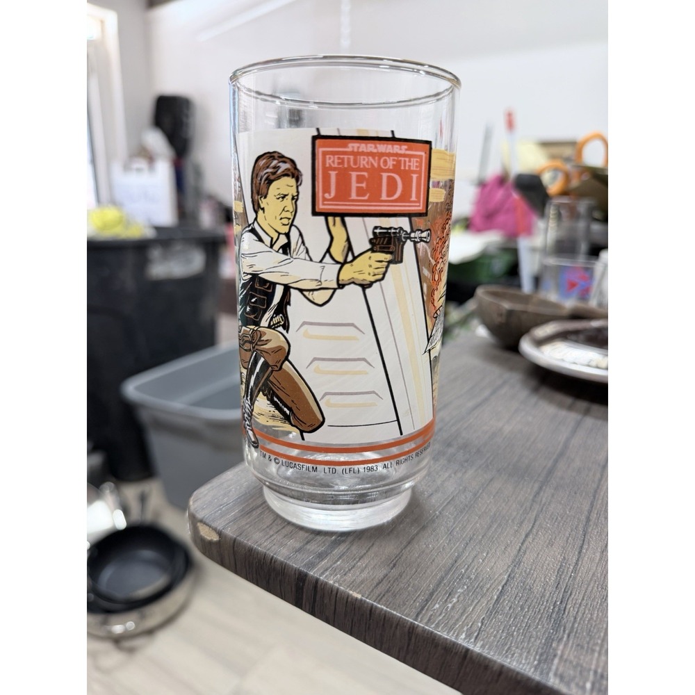 Vintage Star Wars 1983 Return of The Jedi Han Solo Luke Burger King Glass